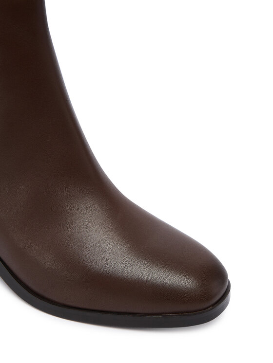 Tommy Hilfiger Tommy Hilfiger Škornji Th Buckle Riding Mid Heel Bootie FW0FW08859 Rjava