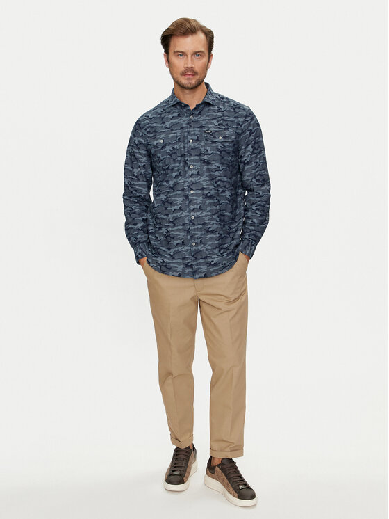 Guess Guess Hemd Collins M4YH80 WGF50 Dunkelblau Regular Fit