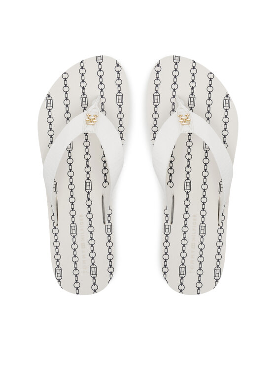 Tommy Hilfiger Tommy Hilfiger Čības uz pirksta Th Chain Print FW0FW08514 Balts