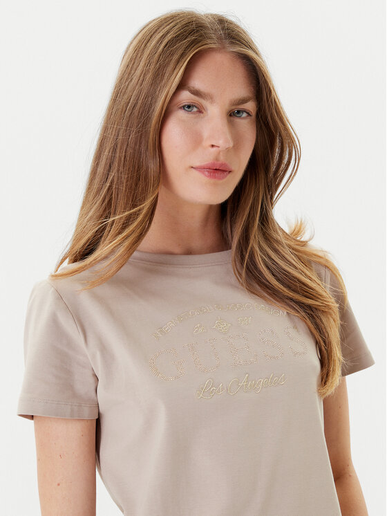 Guess Guess T-Shirt V5YI13 J1314 Beżowy Regular Fit