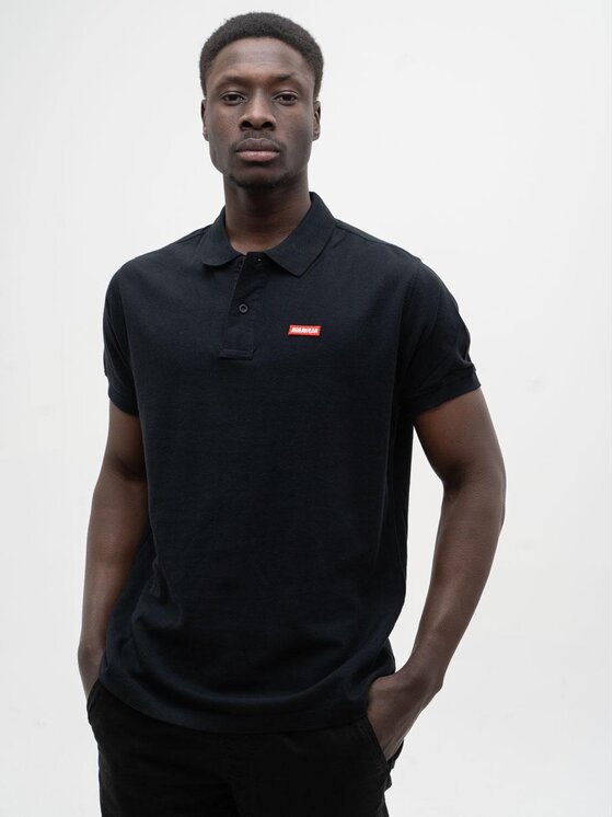 Jigga Wear Jigga Wear Polo Koszulka Polo Z Krótkim Rękawem Męska Czarna / Czerwona Jigga Wear Stripe Name 2XL Czarny Regular Fit
