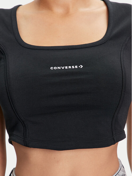 Converse Converse Τοπ W Wordmark Corset Top 10026506-A01 Μαύρο Slim Fit