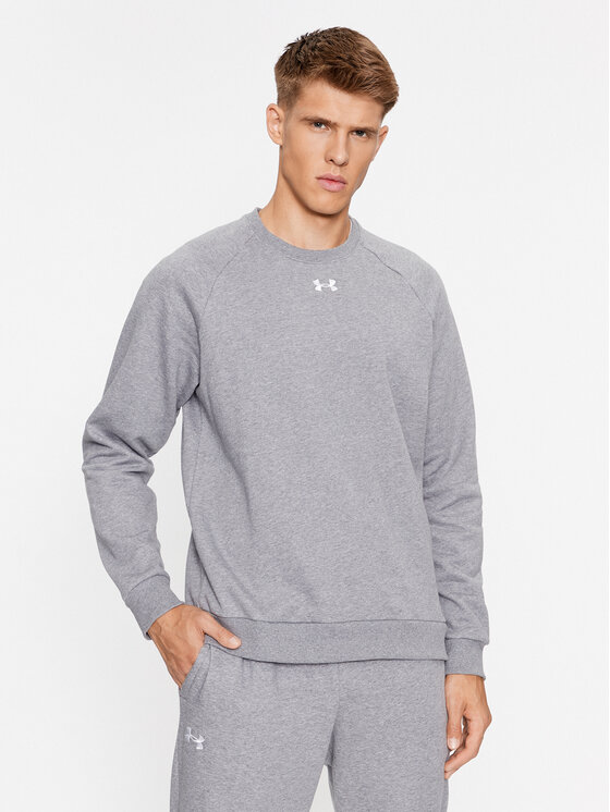 Under Armour Džemperis ar kapuci Ua Rival Fleece Crew 1379755 Pelēks Loose Fit