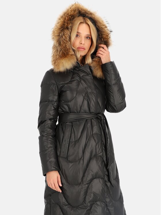 Perso Perso Zimní kabát BLH241005FXR Černá Regular Fit