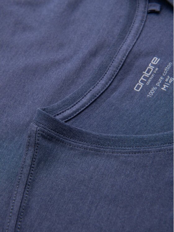 Ombre Ombre T-Shirt OM-TSBS-0237 Niebieski Regular Fit