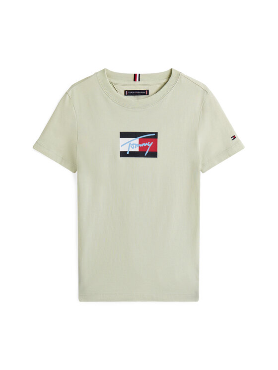 Tommy Hilfiger Tommy Hilfiger T-krekls Script Flag KB0KB09725 Zaļš Regular Fit