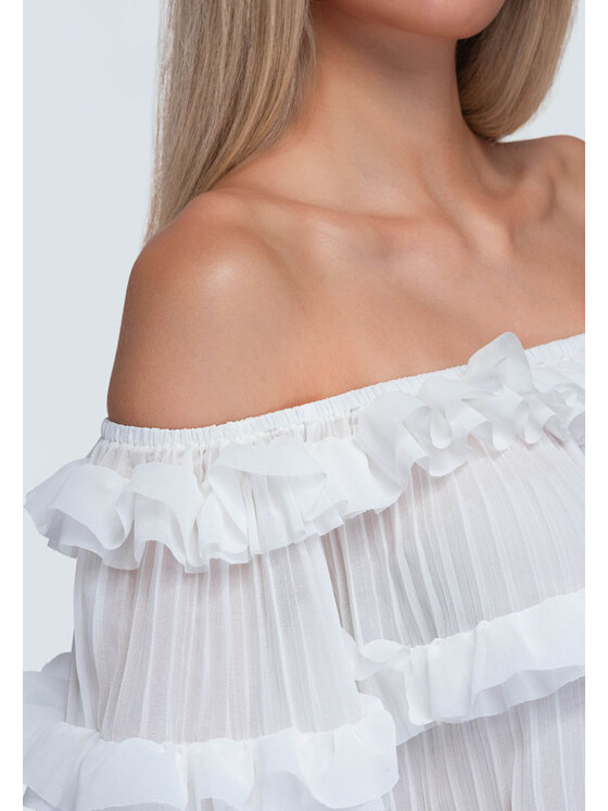Ombre Ombre Bluzka OW-TS-E0081 Biały Loose Fit