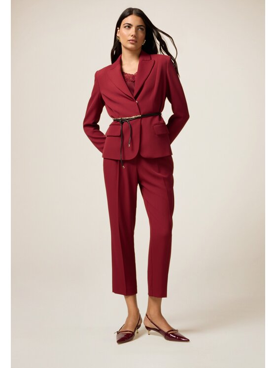 Oltre Oltre Spodnie materiałowe P020R108777N036 Bordowy Regular Fit