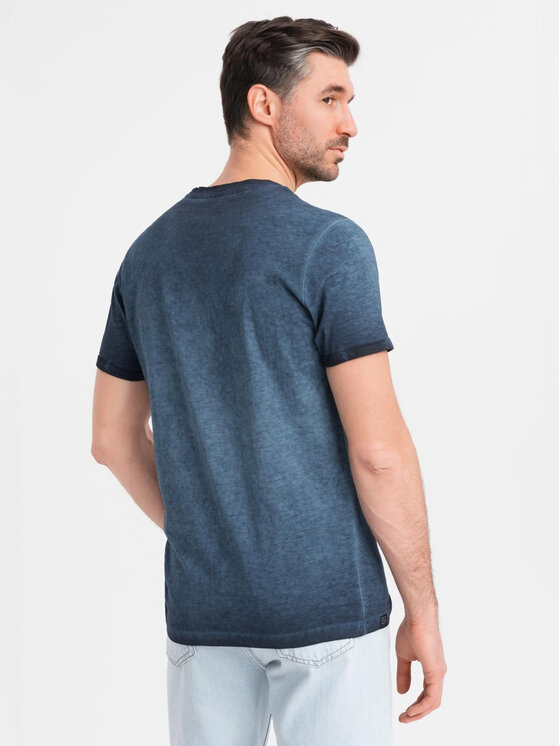 Ombre Ombre T-Shirt OM-TSWT-0242 Granatowy Regular Fit