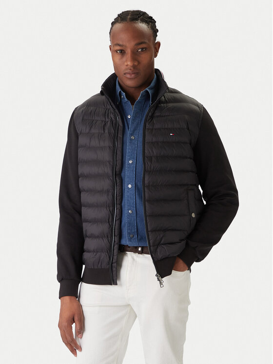 Tommy Hilfiger Tommy Hilfiger Prechodná bunda Mix Media Ess MW0MW41329 Čierna Regular Fit