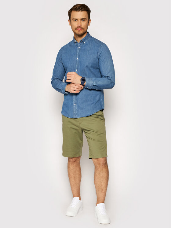 Camicia di jeans Plain Denim 12164676 Blu Slim Fit...