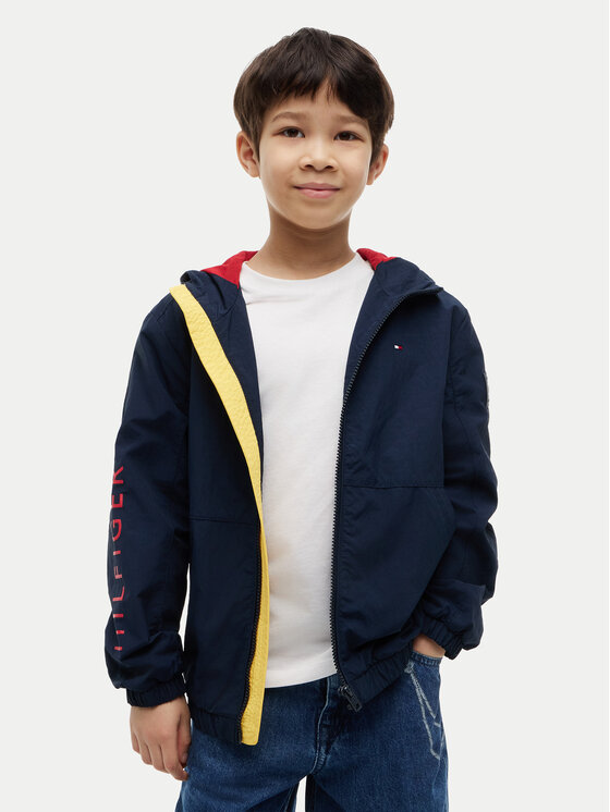 Tommy Hilfiger Geacă Windbreaker Graphic KB0KB10587 Bleumarin Regular Fit