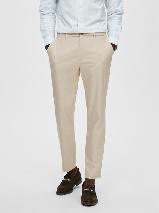 Selected Homme Текстилни панталони 16085270 Бял Slim Fit