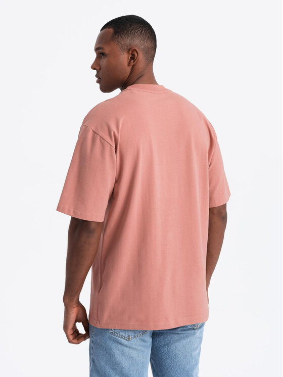 Ombre Ombre T-Shirt OM-TSBC-0234 Różowy Loose Fit
