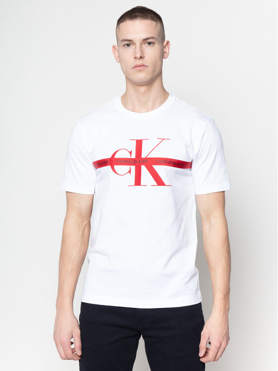Calvin Klein Jeans T-Shirt Embroidered Logo J30J314094 Biały Regular Fit