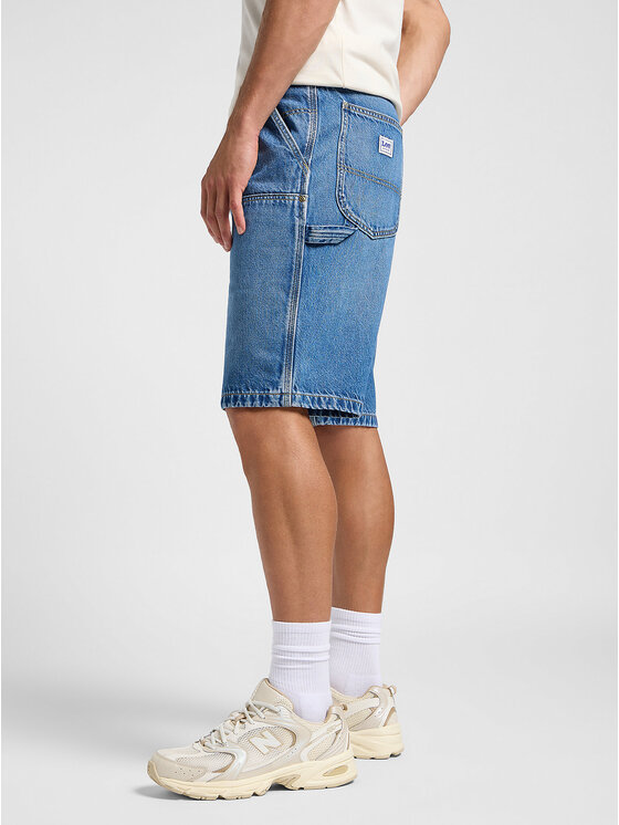 Lee Lee Szorty jeansowe DBL KNEE CARPENTER SHOR Niebieski Regular Fit