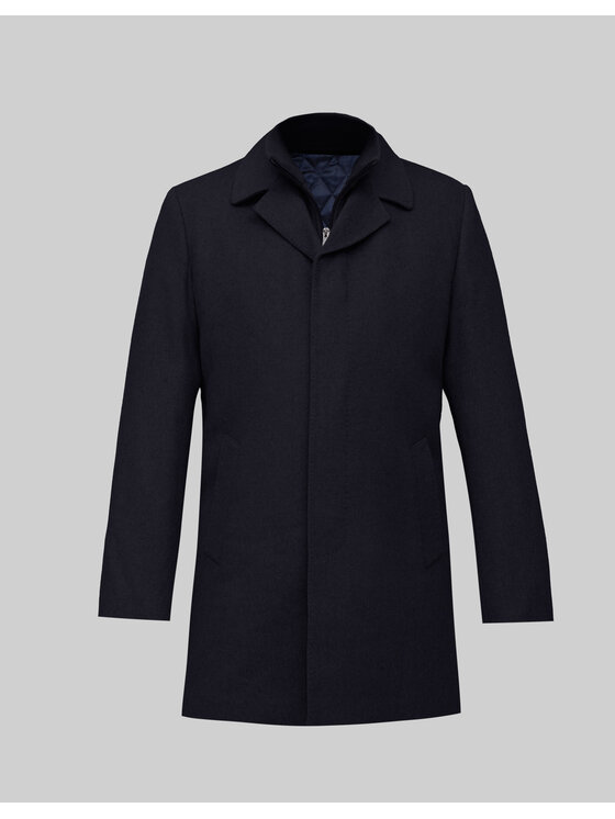 Borgio Borgio Płaszcz wełniany serre_g Granatowy Slim Fit