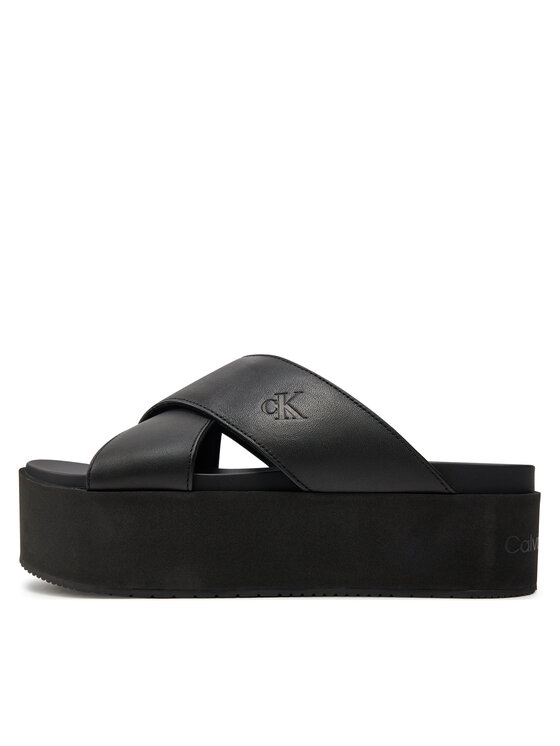 Calvin Klein Jeans Calvin Klein Jeans Παντόφλες Flatform Cross Mg Uc YW0YW01349 Μαύρο