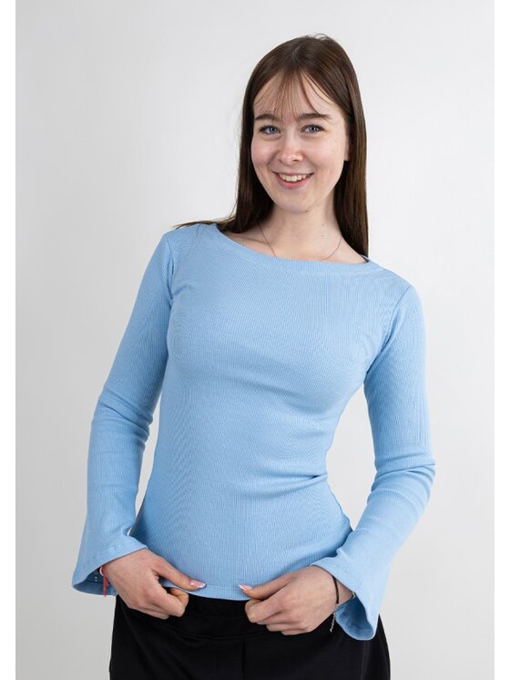 DKaren Sport DKaren Sport Bluzka DK34 Długi Niebieski jasny Classic Fit