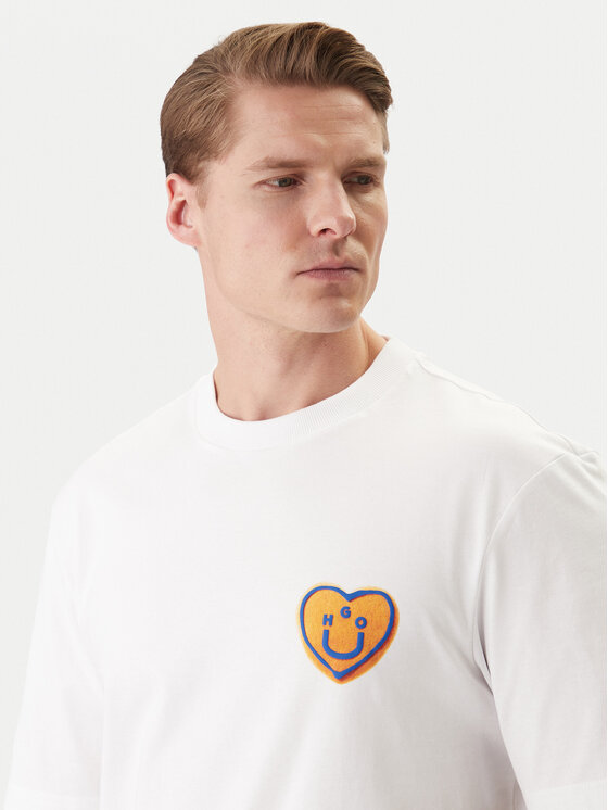 HUGO HUGO T-Shirt Nalentinio 50562727 Bílá Regular Fit