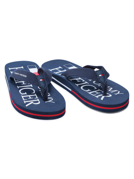Tommy Hilfiger Tommy Hilfiger Japonki Logo print Flip Flop T3B0-30982-0058 S Granatowy