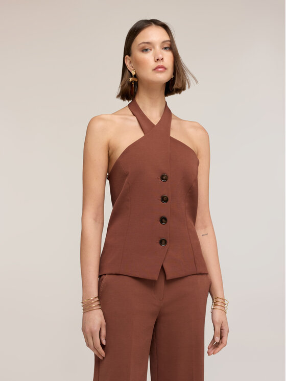 Motivi Motivi Bluzka 2055Q001960N022 Brązowy Regular Fit