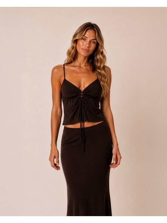 Hottie Hot Hottie Hot Completo top e gonna NUSA letni Marrone Slim Fit