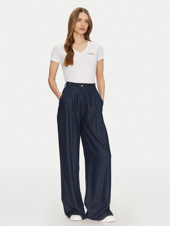 Guess Jeans Guess Jeans Majica W4YI23 J1314 Bela Slim Fit