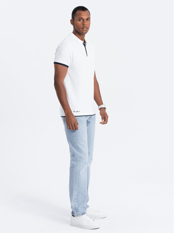 Ombre Ombre Polokošile OM-POSS-0113 Bílá Fitting Fit