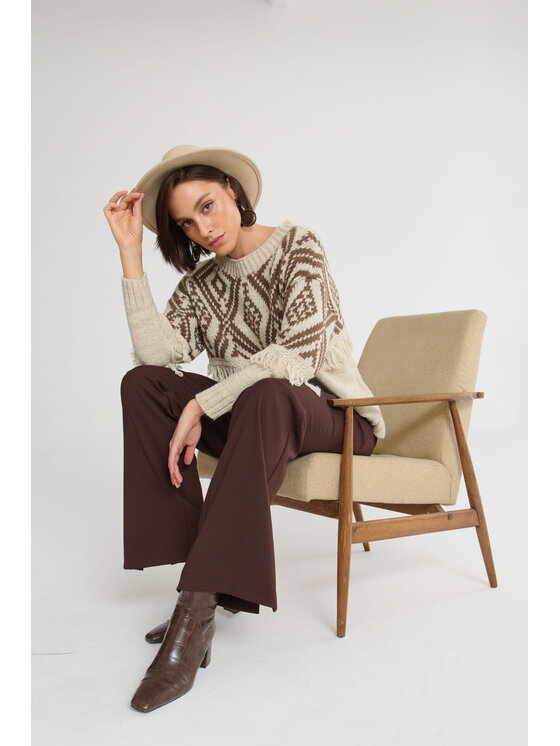 blue shadow blue shadow Sweter Karima BS Beżowy Standard Fit