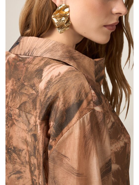 Oltre Oltre Koszula 5025J000804N0R2 Brązowy Regular Fit