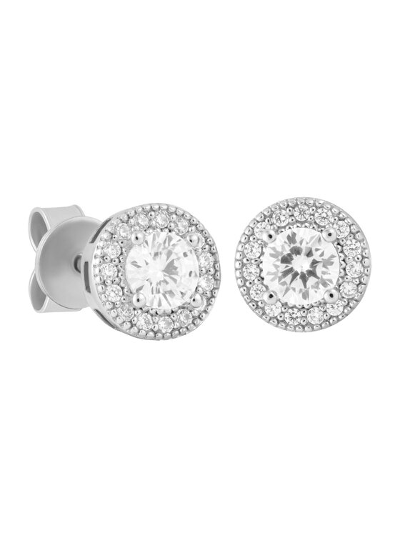 ICED STUFF Náušnice Diamond Stud Baguette Biele zlato