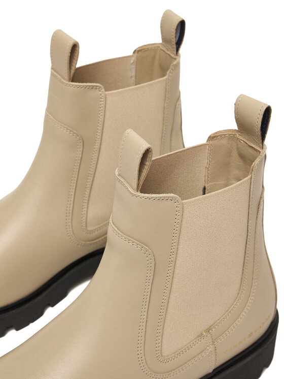 Tommy Hilfiger Tommy Hilfiger Klassische Stiefeletten Lthr Low Chelsea FW0FW08775 Écru