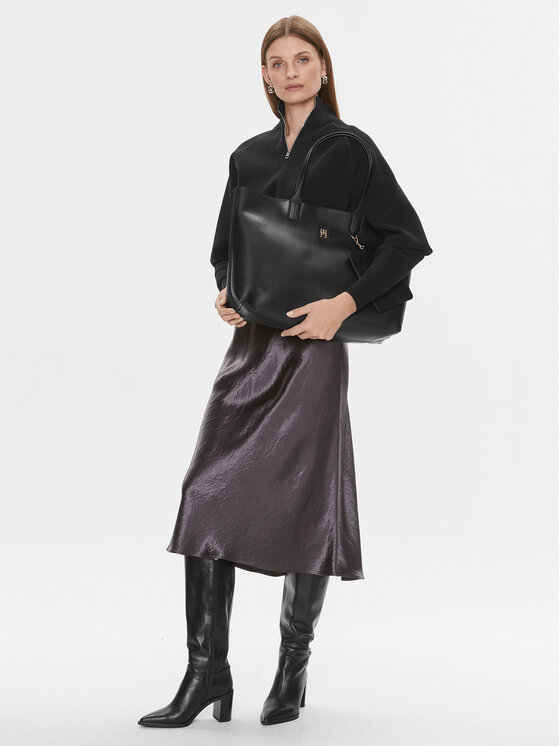 Tommy Hilfiger Tommy Hilfiger Дамска чанта Iconic Tommy Tote AW0AW14874 Черен
