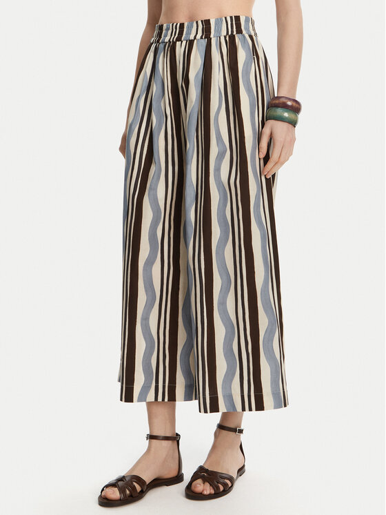 Weekend Max Mara Culottes nohavice Virgin 2515131102 Modrá Relaxed Fit