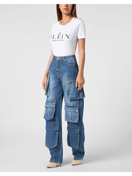 PHILIPP PLEIN PHILIPP PLEIN Jeansy 22669 Světle modrá Cargo Fit