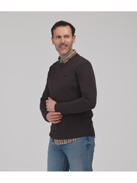 Lee Cooper Lee Cooper Sweter BILL Brązowy ciemny Regular Fit