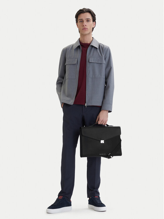Tommy Hilfiger Servietă Th Business Leather Computer Bag AM0AM14163 Negru