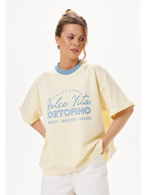 Mirons Mirons T-Shirt Print Beżowy Regular Fit
