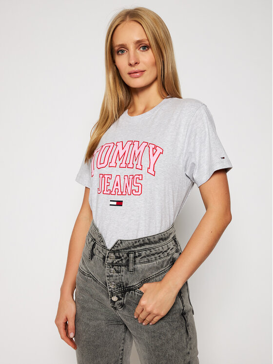Tommy Jeans Marškinėliai Tjw Collegiate Logo DW0DW09075 Pilka Boyfriend Fit  • Modivo.lt