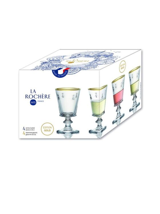 MIAhome MIAhome Komplet kieliszków ze Złotą Obwódką 4 szt. 220 ml Abeille Przezroczysty