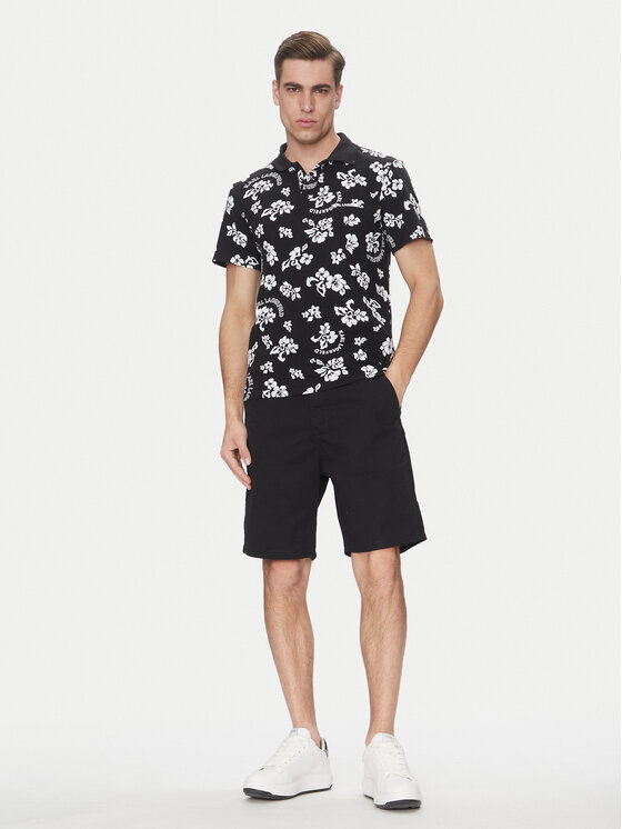 KARL LAGERFELD KARL LAGERFELD Тениска с яка и копчета A2M46036 Черен Regular Fit