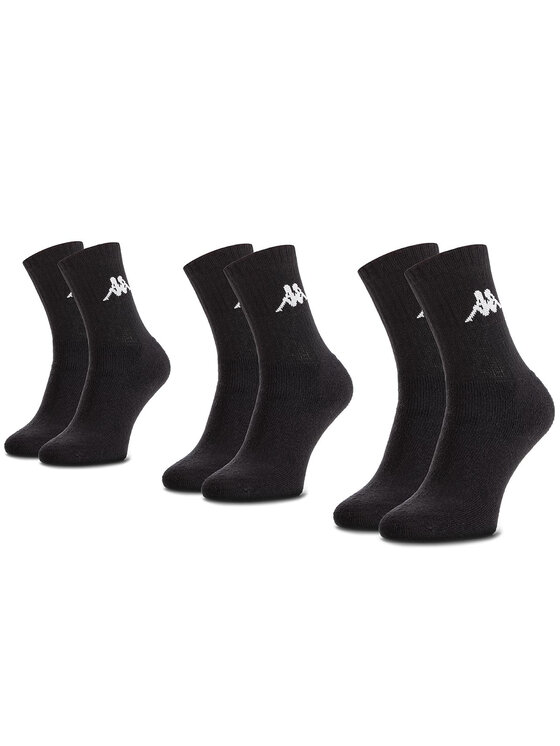 Kappa Kappa Σετ 3 ζευγάρια ψηλές κάλτσες unisex 704304 Μαύρο