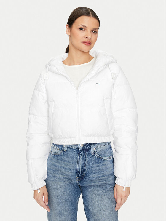 Tommy Jeans Tommy Jeans Geacă de iarnă DW0DW18313 Alb Cropped Fit