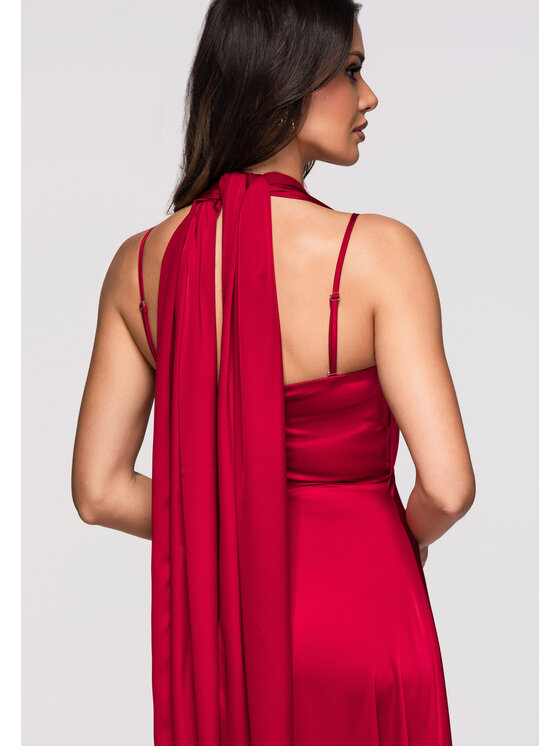 Ombre Ombre Sukienka wieczorowa LA-OM-DLR359 Czerwony Regular Fit