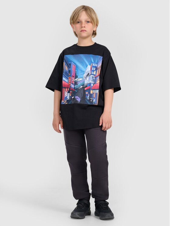 4F 4F T-Shirt 4FJRAW25TTSHM3061-20S Μαύρο Oversize