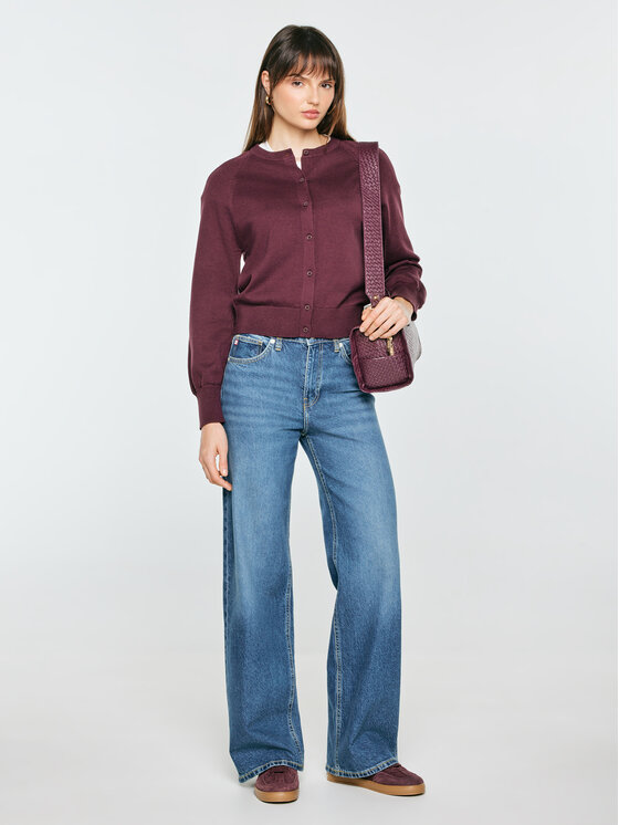 BIG STAR BIG STAR Kardigan KARINA Bordowy Basic Fit