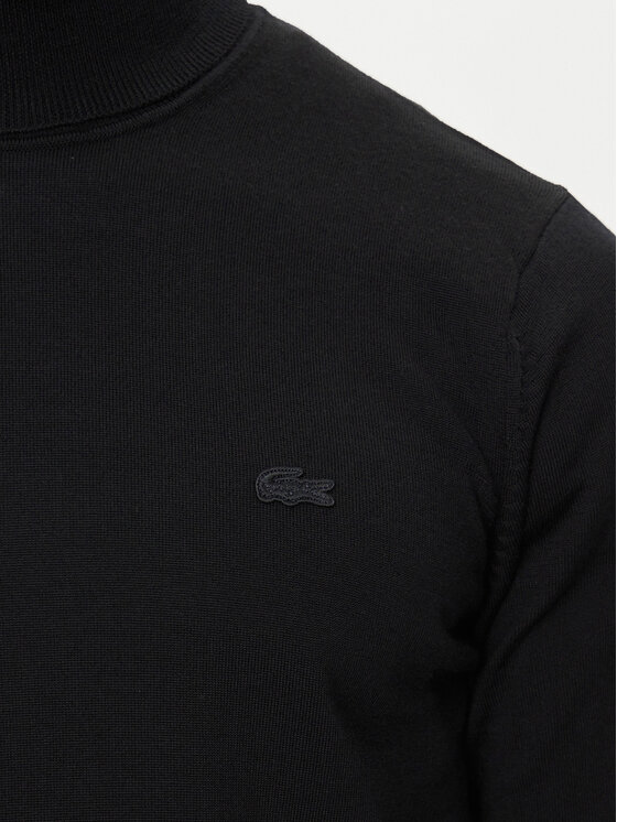 Pull col roulé noir homme lacoste best sale