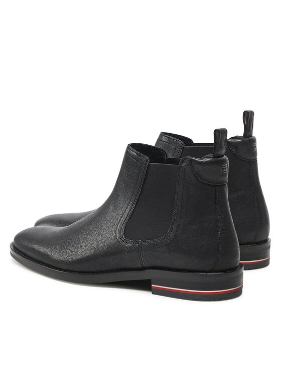 Tommy Hilfiger Tommy Hilfiger Gležnjarji Chelsea Signature Hilfiger Lth Chelsea FM0FM04177 Črna