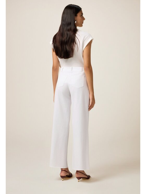 Oltre Oltre Pantaloni di tessuto P703R008983N011 Bianco Baggy Fit